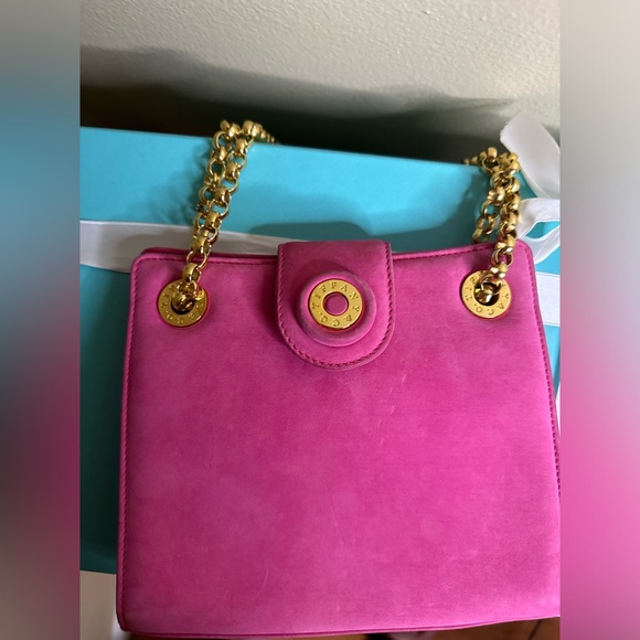 SOLD!Tiffany & Co. Suede Crossbody w/ Gold Chain- Rare & Vintage - Picture 6 of 14